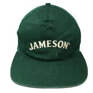 Jameson Snapback Trucker Hat Green One Size Adjustable Embroidered Mesh Back